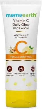 Mamaearth Vitamin C Daily Glow Face Wash With Vitamin C, Turmeric & Aloe Vera, Brightens Dull Skin & Fights Sun Damage, Improves Skin Tone & Boosts Radiance | Daily Cleanser For All Skin Types, 100ml